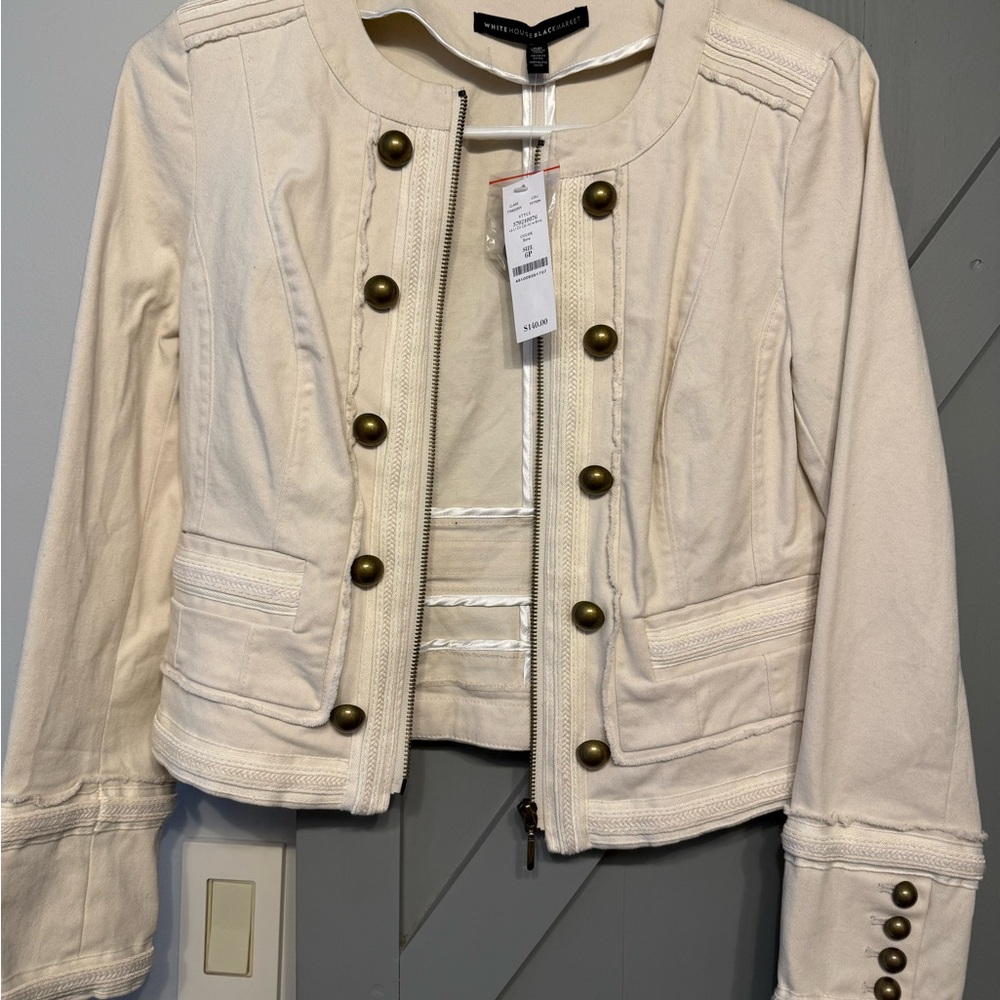 White House Black Market Cream Buttoned Blazer